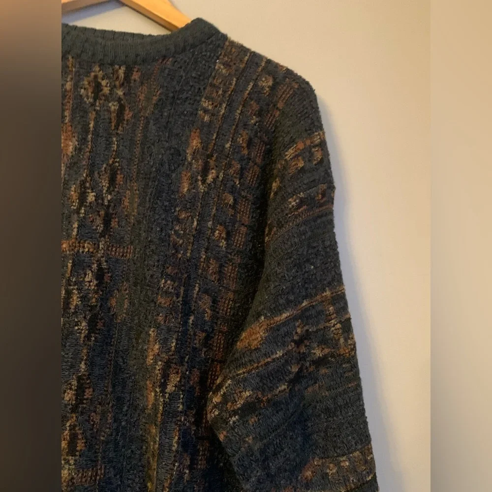 Vtg Cortina Sweater Multicolor Made Italy Cosby wool Blend Textured Grandpa XL